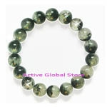 New 11.5mm Natural Green Phantom Crystal Quartz Stone Elastic Bracelet, Love Gift